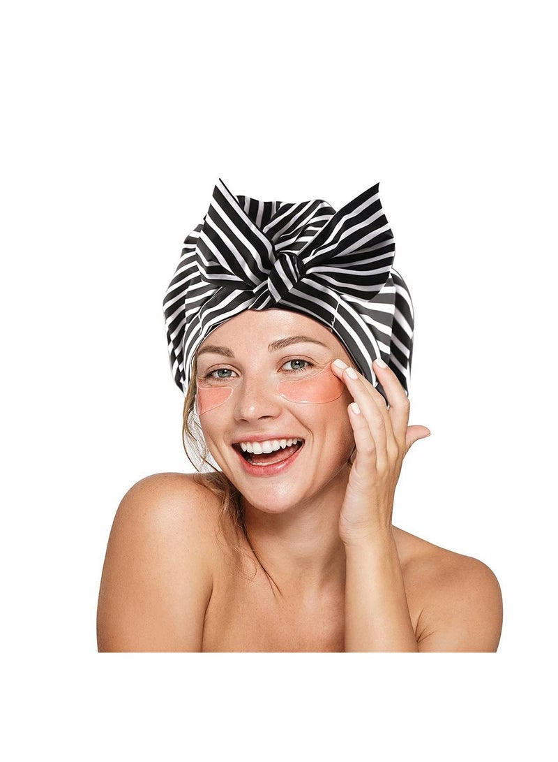 Shower Caps for Women Waterproof Reusable Hair Elastic Hem Turban Bath Silky Satin - Image 1